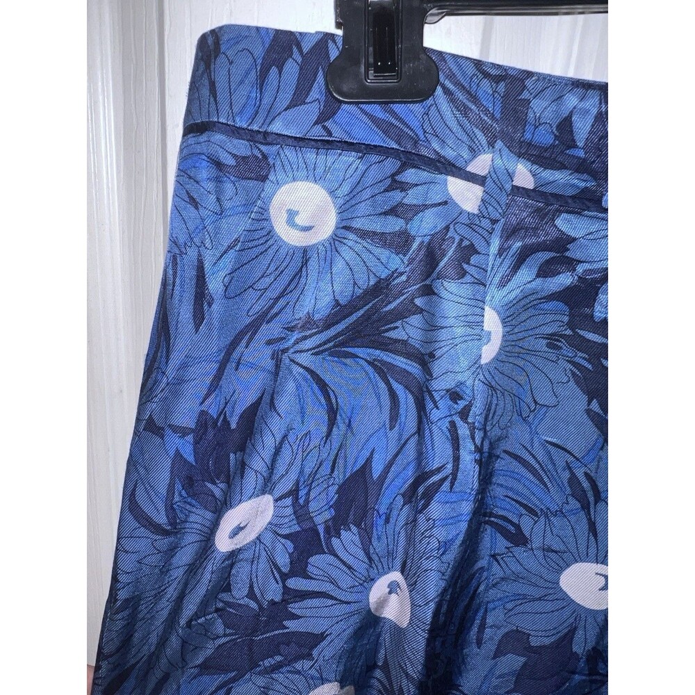 Anthropologie Elevenses Pants Womens 12 Lunar Mum Floral Crop Blue Career New - Picture 4 of 11